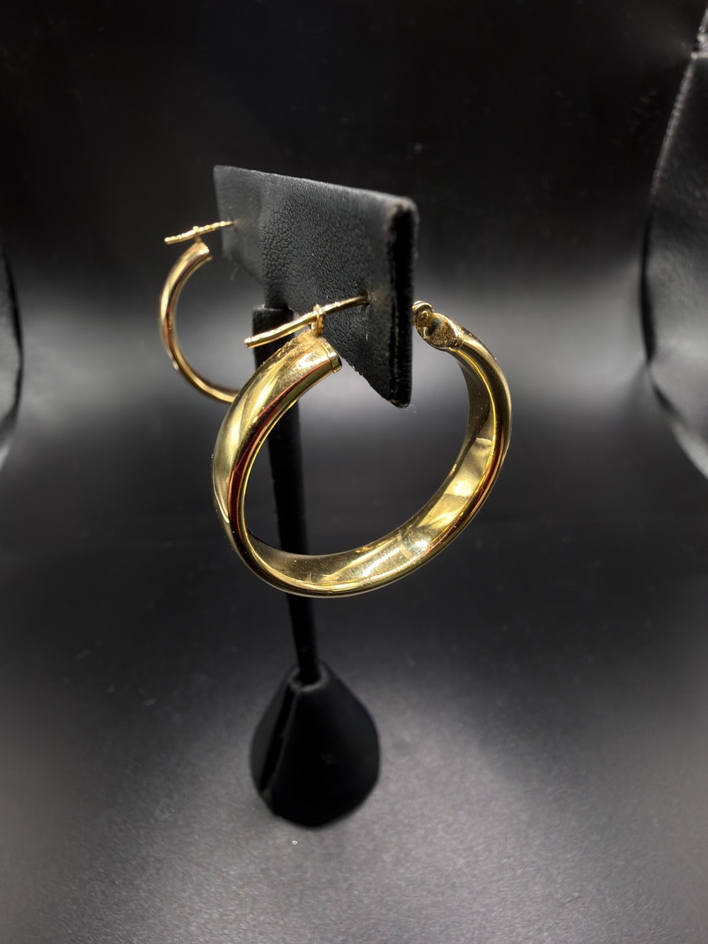14K YELLOW GOLD 1” HOOP EARRINGS 6mm SHINY CLASSIC TIMELESS CHIC JEWELRY - Picture 10 of 11